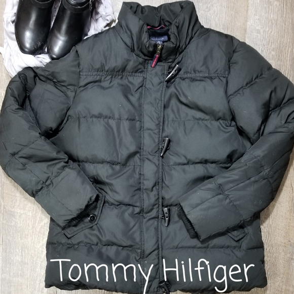 tommy hilfiger black puffer jacket mens